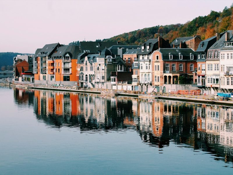 assorted-color of houses near lake